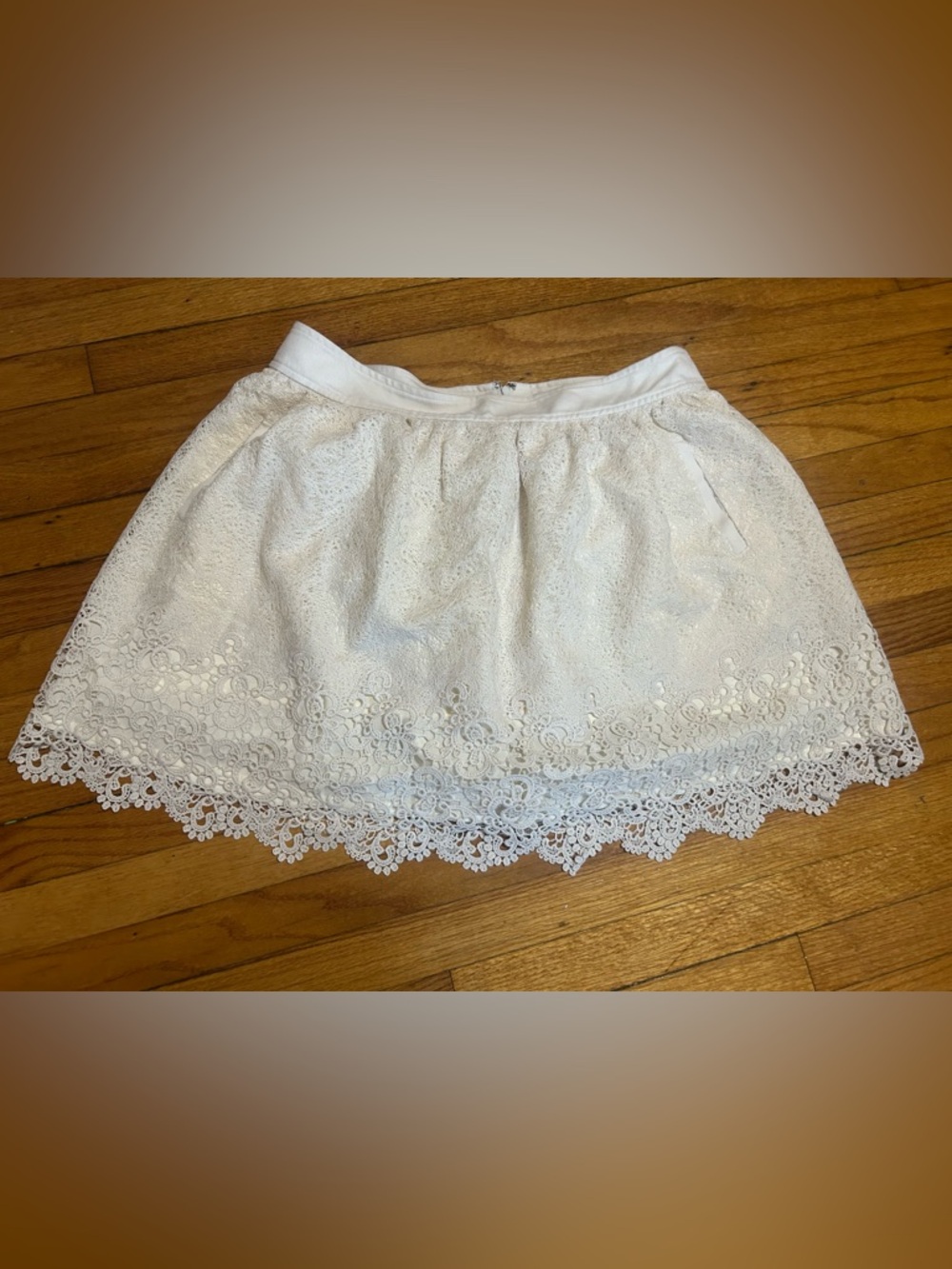 Banana Republic Heritage Collection Skirt Size 16 Lace Zip Mini Layered Ivory